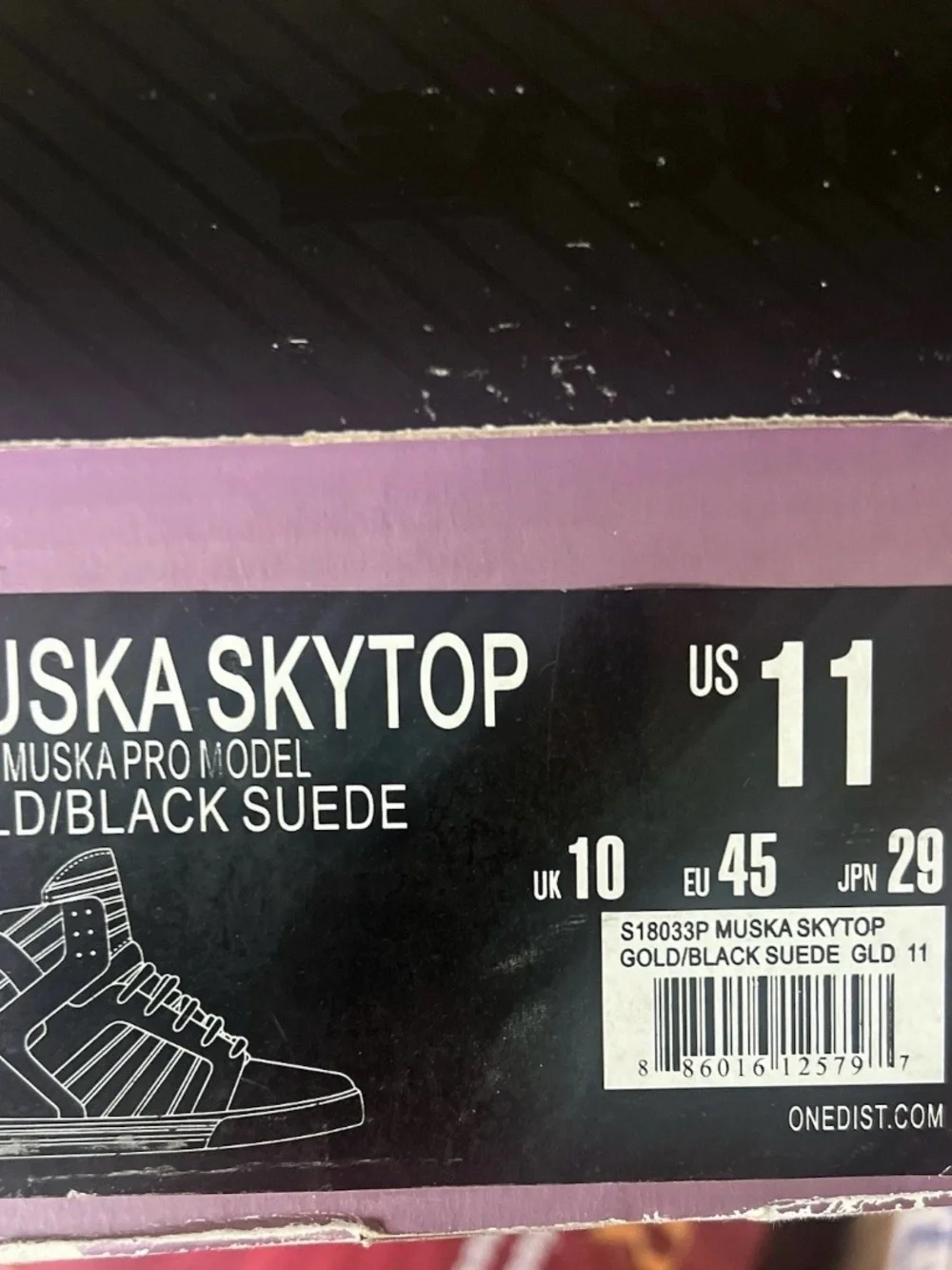 Supra Mens Muska Skytop Limited Shoes Gold/Black Suede Gold Size 11 W/BOX